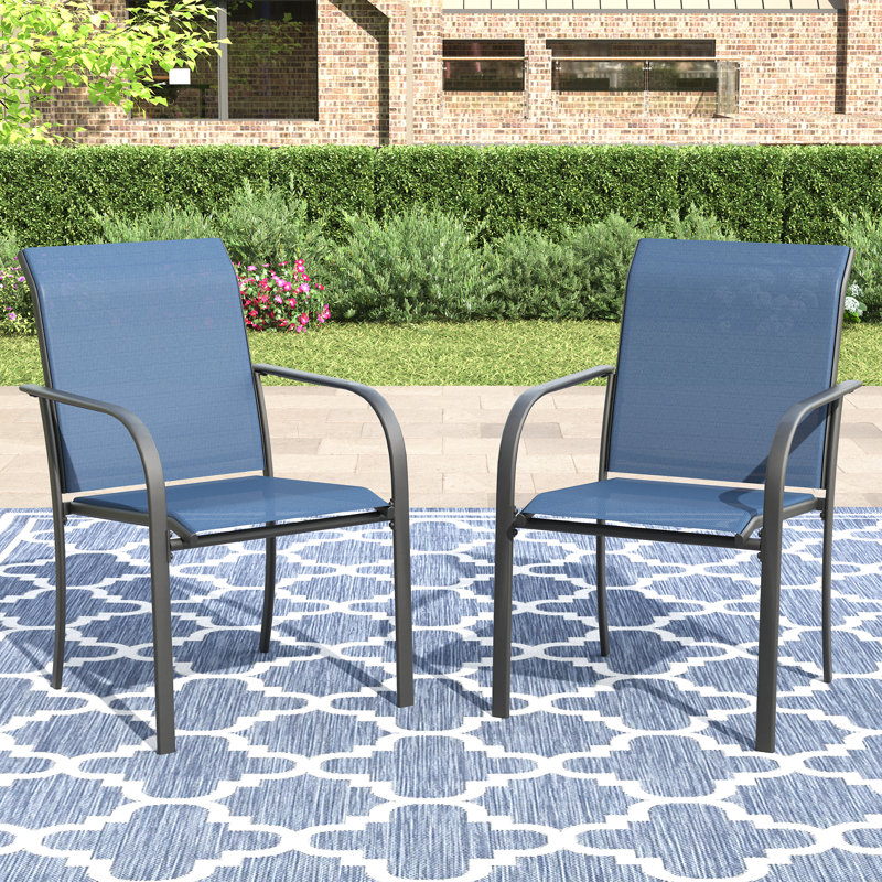 Chaises de salle à manger d'extérieur empilables, Bleu