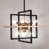 Modern Minimalist 8-Light Chandelier With Black And Gold Finish