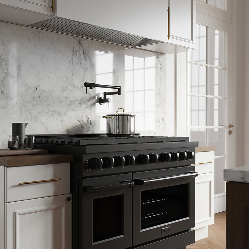 ZLINE 48 in. Paramount Dual Fuel Range with 8 Burner DuoPro Cooktop & Dual Ovens in Stainless Steel, Black Stainless Steel