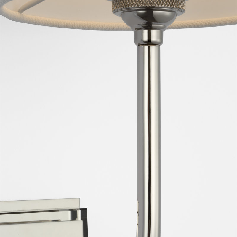 Thomas O'Brien Hulton 17" Cordless Single Sconce with Linen Shade, Polished Nickel