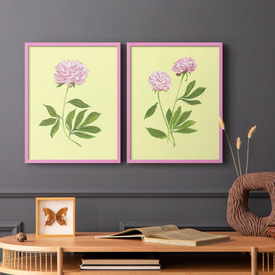Pivoines en jaune I - reproduction encadrée de qualité supérieure - prête à être accrochée - aucun clou requis - aucun clou requis