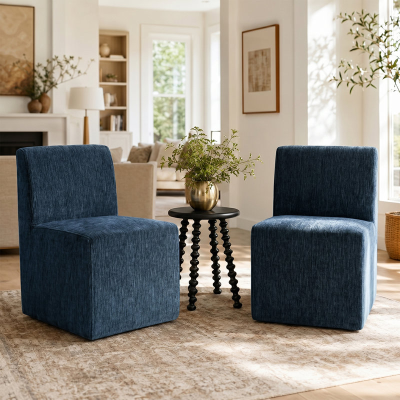 Fauteuil d'appoint rembourré avec roulettes Danielson, Bleu