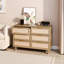 Commode 6 tiroirs en rotin avec rangement au fini chêne