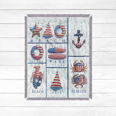 Patriotic Coastal Mix Woven Throw Blanket