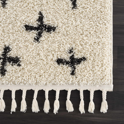 Tapis beige / noir à poils longs Adeewa