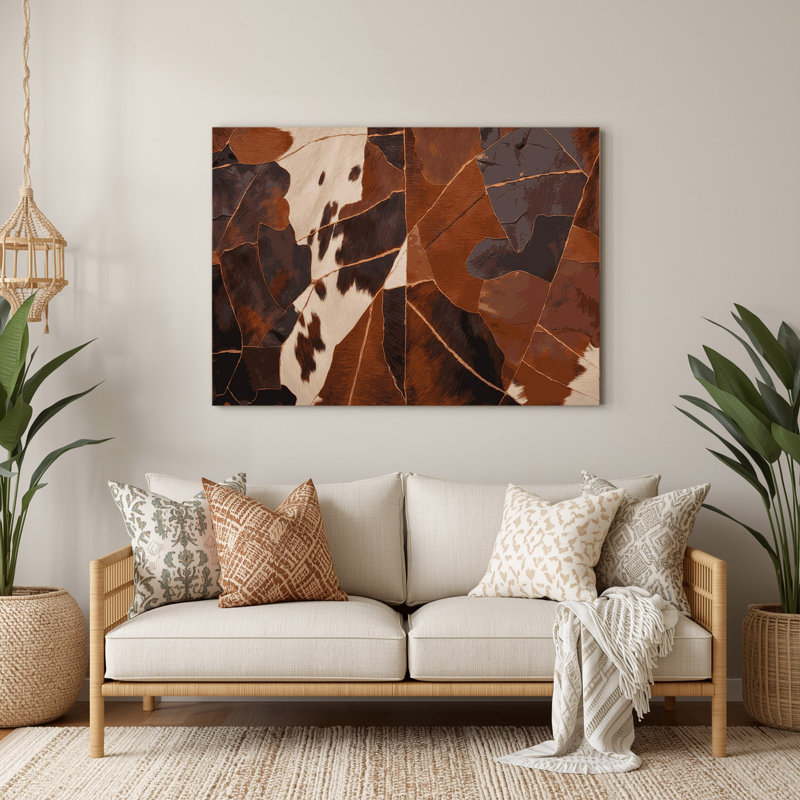 Southwestern Patterns Cowhide Pattern 208 Brown Metal Wall Art