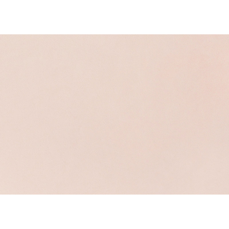 Grand lit plateforme moderne en velours rose avec tête de lit à oreilles et accents de style contemporain en métal