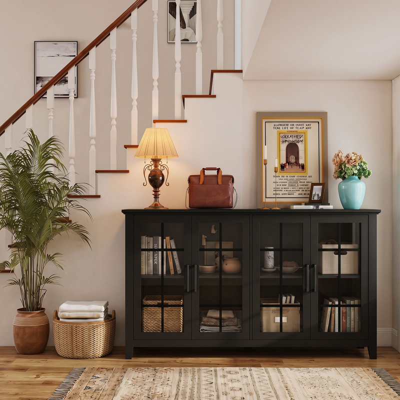 Buffet 63 "avec portes en verre, Noir