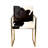 A GOLD STAINLESS STEEL CHAIR WITH BLACK & WHITE COW LEATHER