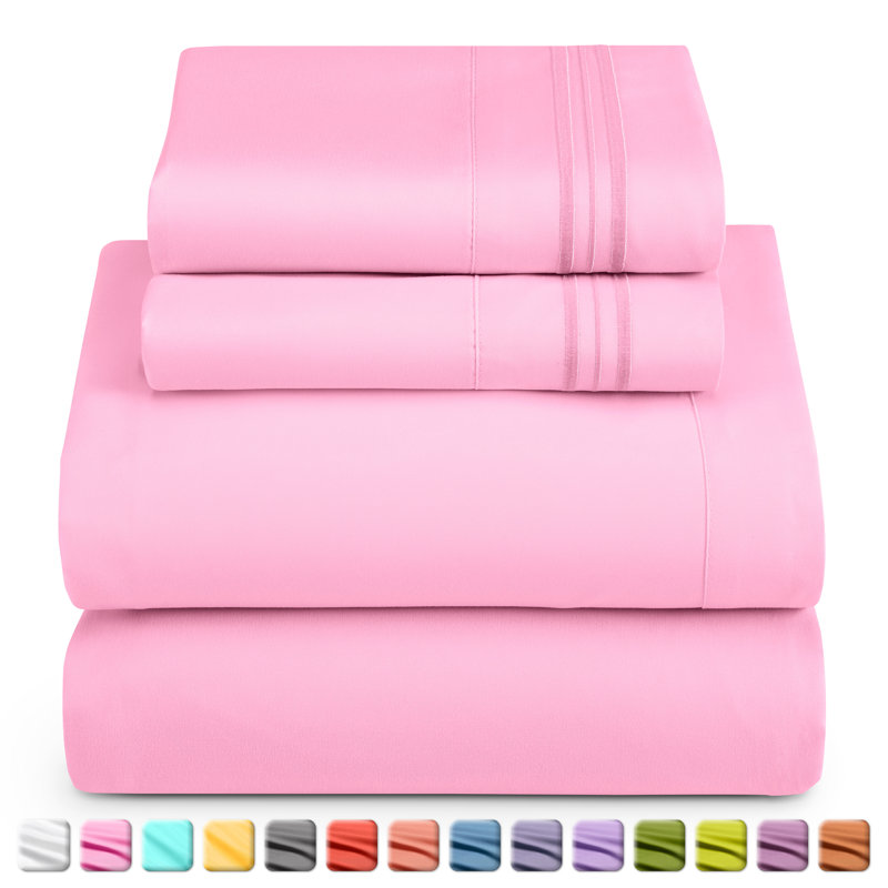  Ensemble de draps double brossé de luxe pour hôtel avec draps et taies d'oreiller très doux, Lilas, Très grand séparé