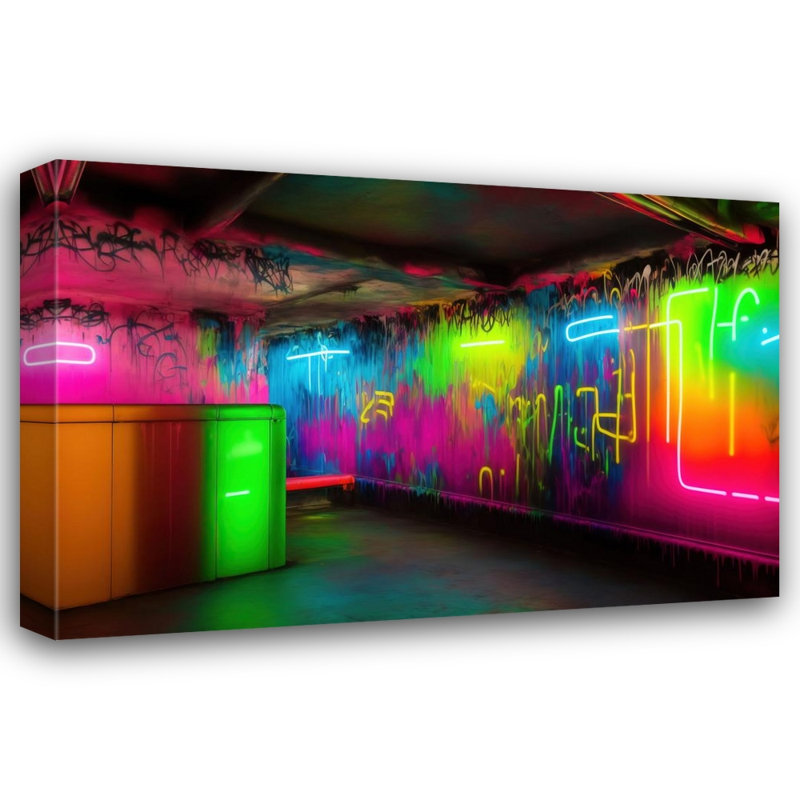 «Subway Neon Graffiti Underground» par Stephen Chambers, impression sur toile tendue, L 18 po x H 15 po