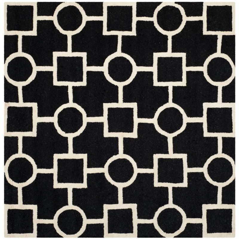 Sanyla Hand Tufted Wool Geometric Rug, Square 8'