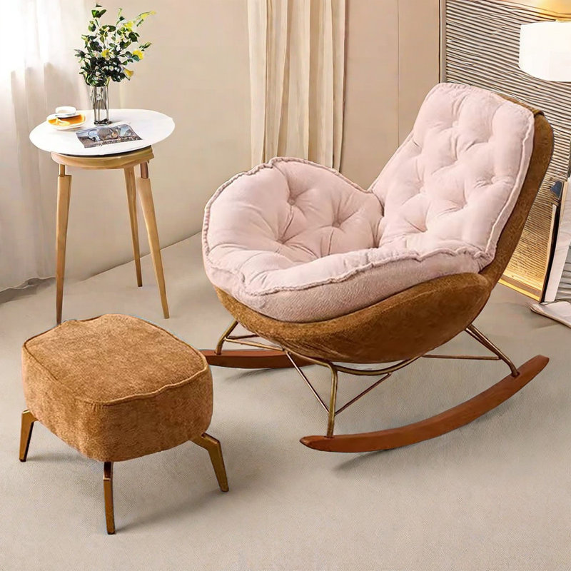 Chaise berçante de luxe Penguin, Jaune / blanc cassé