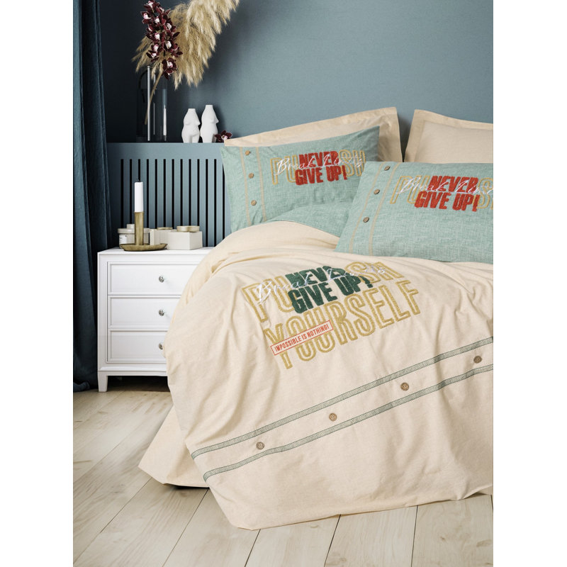 100% Cotton Ranforce Single Quilt Cover Set | Includes 63 x 87 Duvet Cover, 63 x 94 Flat Sheet, 20 x 28 Pillowcase | Machine Washable, 145 Thread Count, Button Closure for Duvet & Envelope Closure for Pillowcase | Soft & Durable Bedding