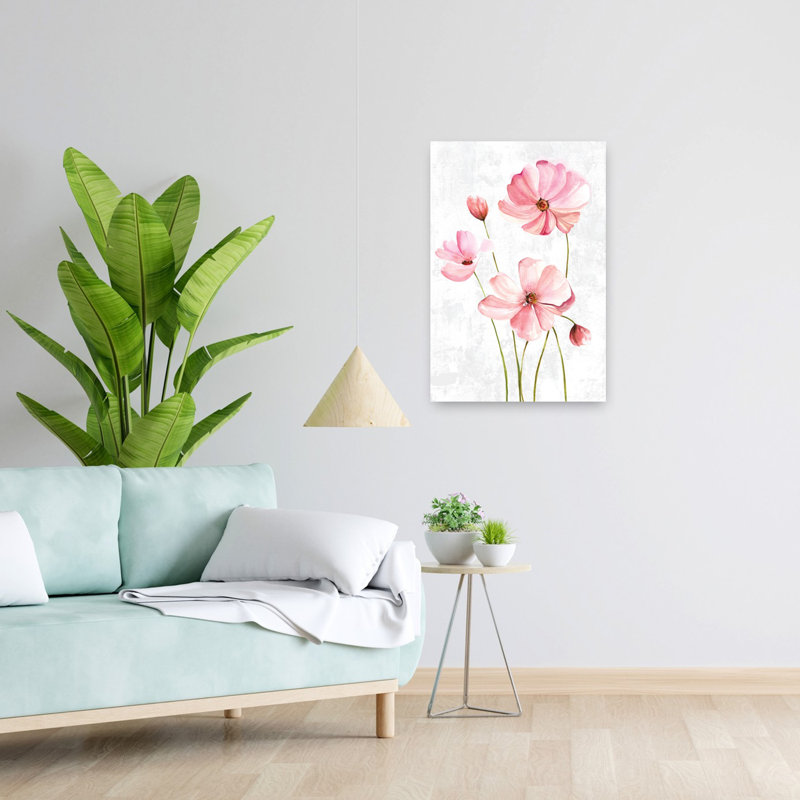 Jolie fleur rose printanière contemporaine, H 24 po x l 16 po