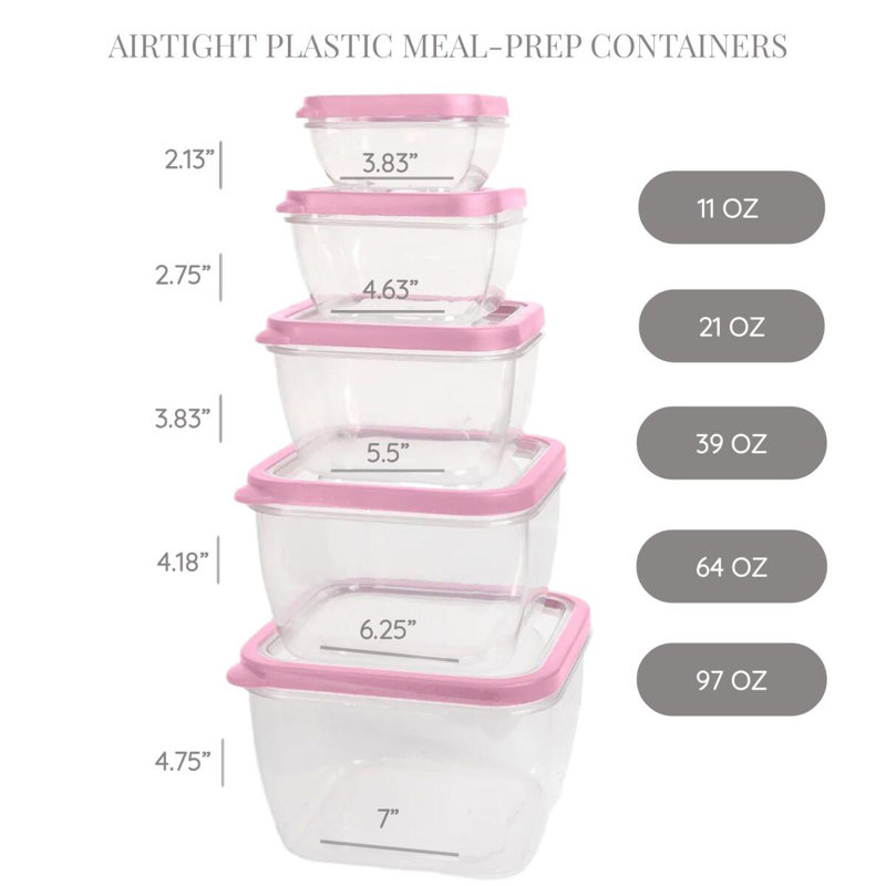 Contenant alimentaire Damiyan - Ensemble de 5, Rose