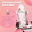 Fauteuil de jeu de course et de course inclinable, réglable et ergonomique en similicuir rose / blanc