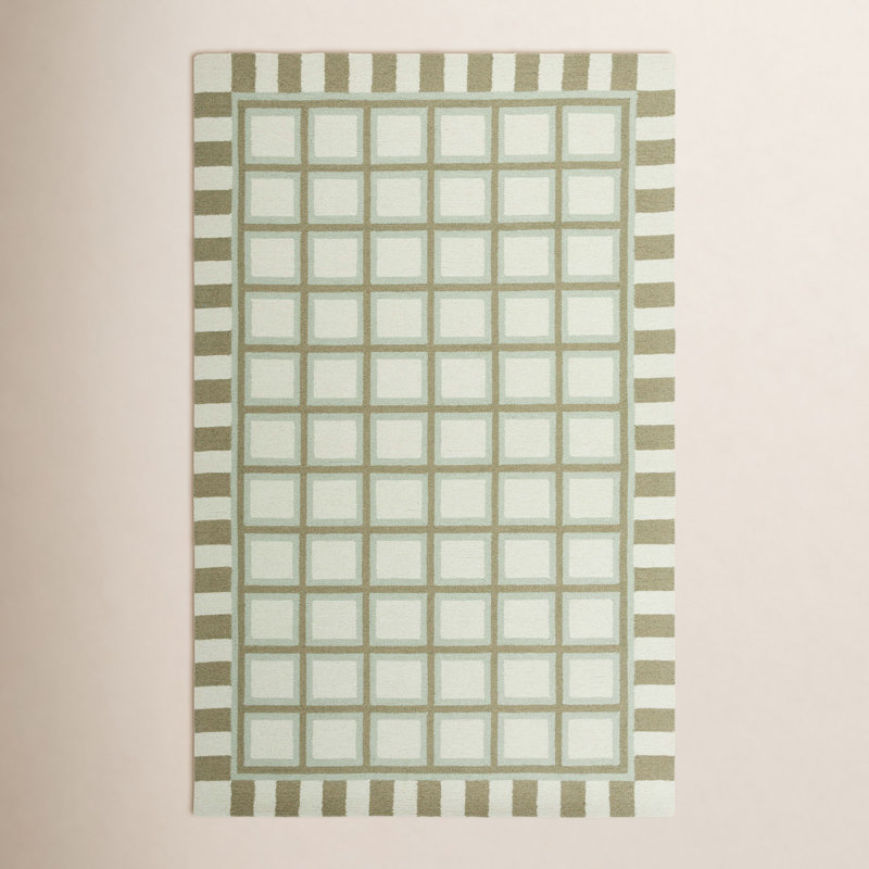 Tapis géométrique en laine / coton touffeté à la main Rei, Rectangle 3 pi x 5 pi