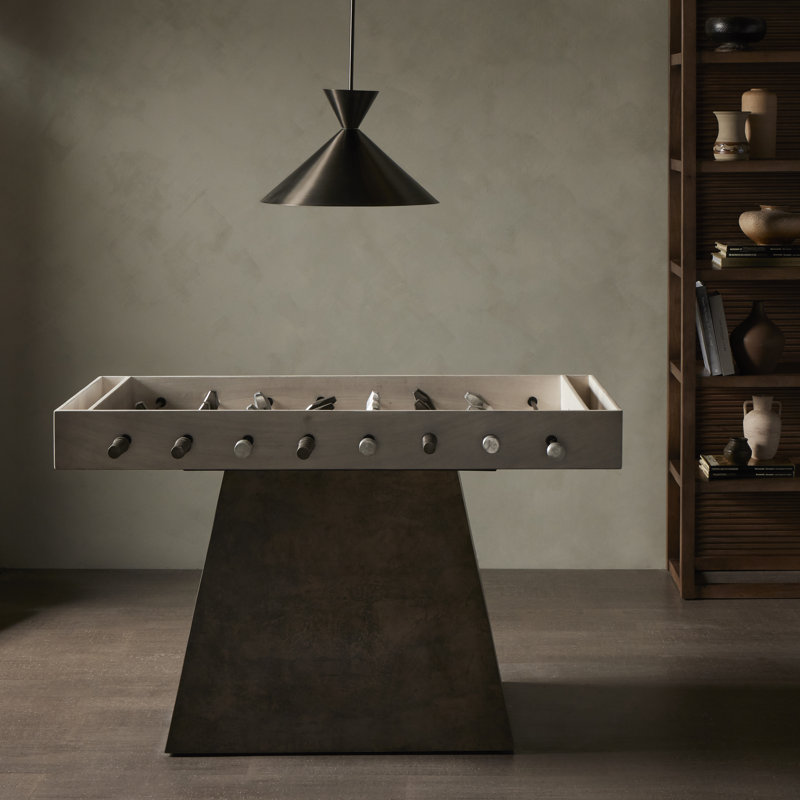Wesson 56" Wood Foosball Table, Aged Aluminum/Polished Aluminum