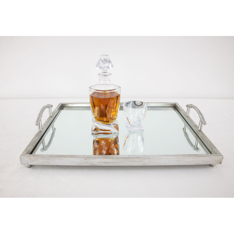 Lalana Decorative Tray, Antiqued Silver Leaf, 19" x 16"