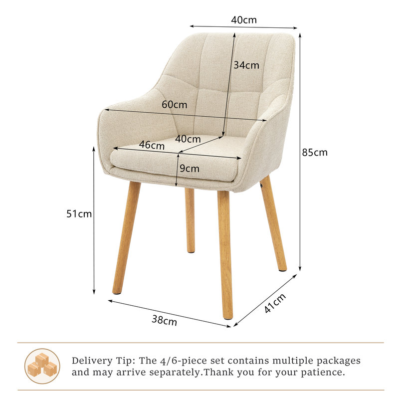 51 cm H Armchair, Cream, Cream