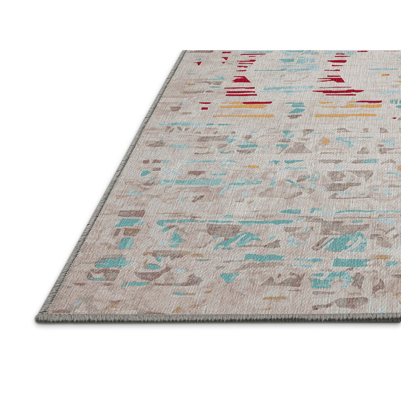 Machine Washable Gray Area Rug, Rectangle 7' x 9'
