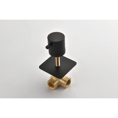 Contrôle du volume de la douche principale - Valve en métal de 3/4 po, poignée en laiton réglable, finition noir mat, corrosion et rouille, installation pratique du contrôleur 3,51 po x 2,2 po, corrosion, rouille, facilement et sans