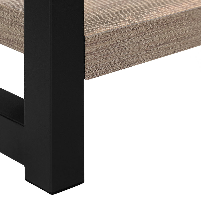 Table de bout décorative avec bout de salon étroit à 2 niveaux en métal contemporain et moderne, Taupe