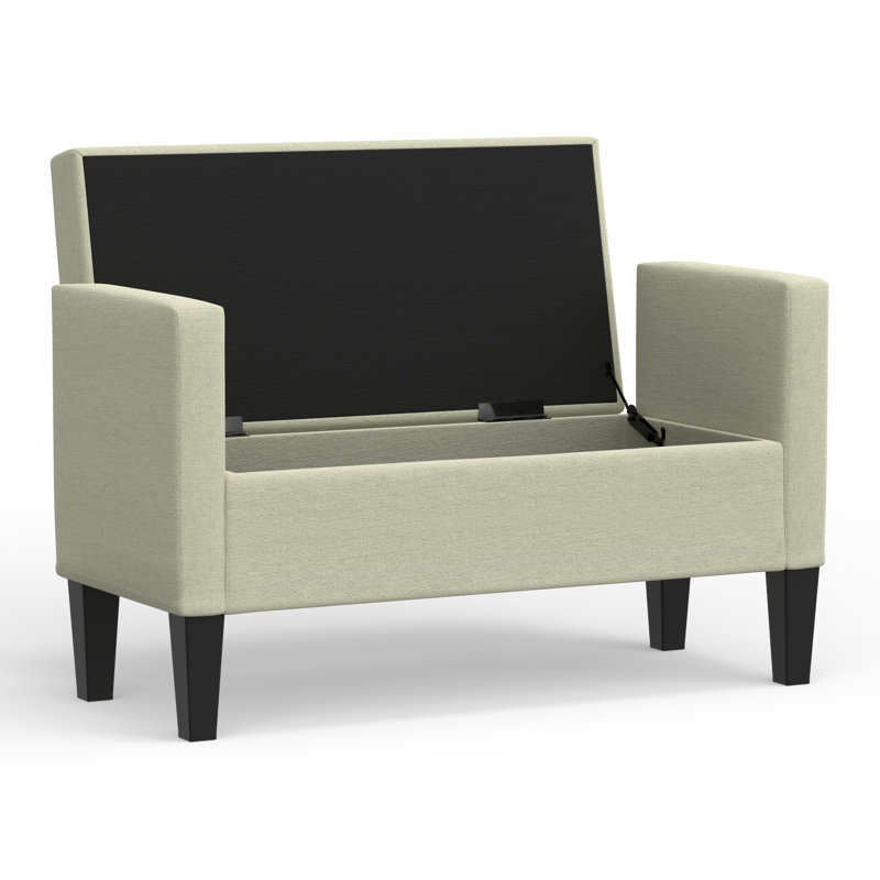 Banc de rangement à couvercle rabattable rembourré, Beige, H 24 po x l 42 po x P 17,8 po