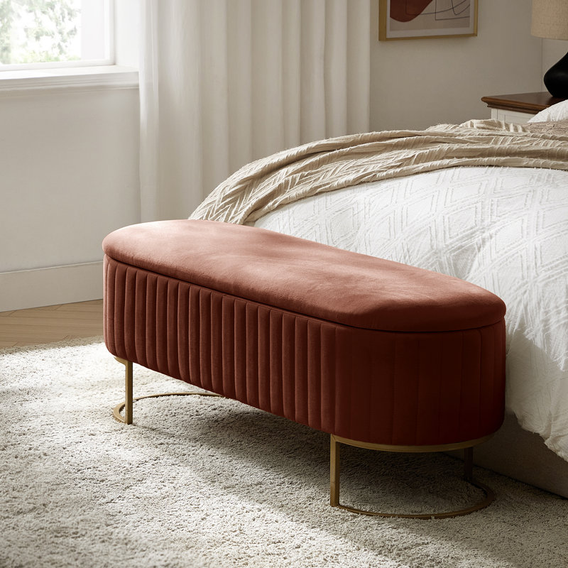 Banc de rangement rembourré Ferdinand, Brique brûlée, H 19 po x l 50,5 po x P 16 po