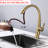 Single Handle Brushed Gold Pull Out Tap - Stainless Steel, 9.05 Inch Reach, Spout, Modern Style Steel Kitchen Faucet Down Spray, High Arch 1.5 Gpm Flow Rate, Convenient-825576808