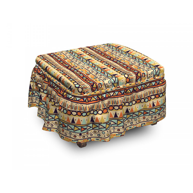 Ensemble de housse pour repose-pieds à coussins carrés de 2 pièces primitif mexique