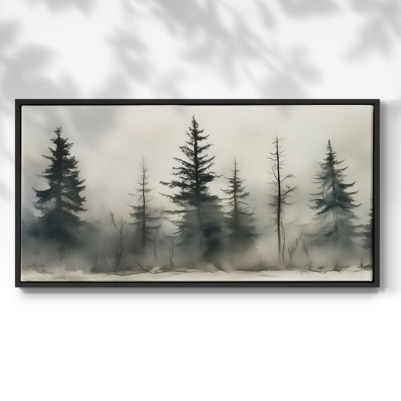 Série paysage - CXCVI - Toile tendue avec châssis encadré - Prêt à être accroché, Noir, H 21 po x l 41 po