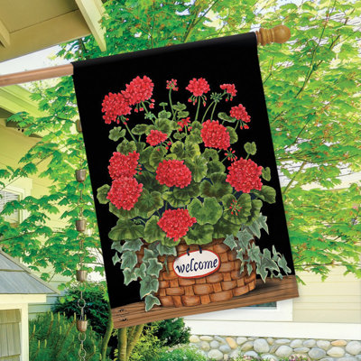 Welcome Geraniums Summer House Flag