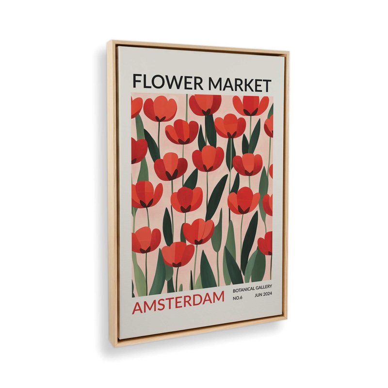 Amsterdam Flower Market I, Cadre américain en érable flottant, H 30,75 po x l 20,75 po