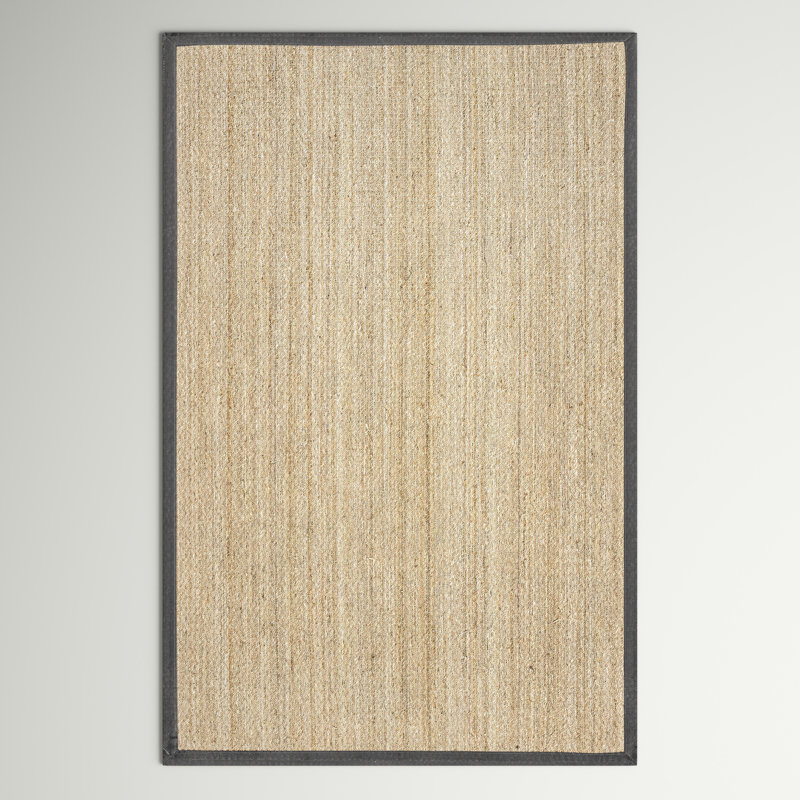 Stephanne Farmhouse Seagrass Natural/Dark Gray Area Rug, Rectangle 3' x 5'