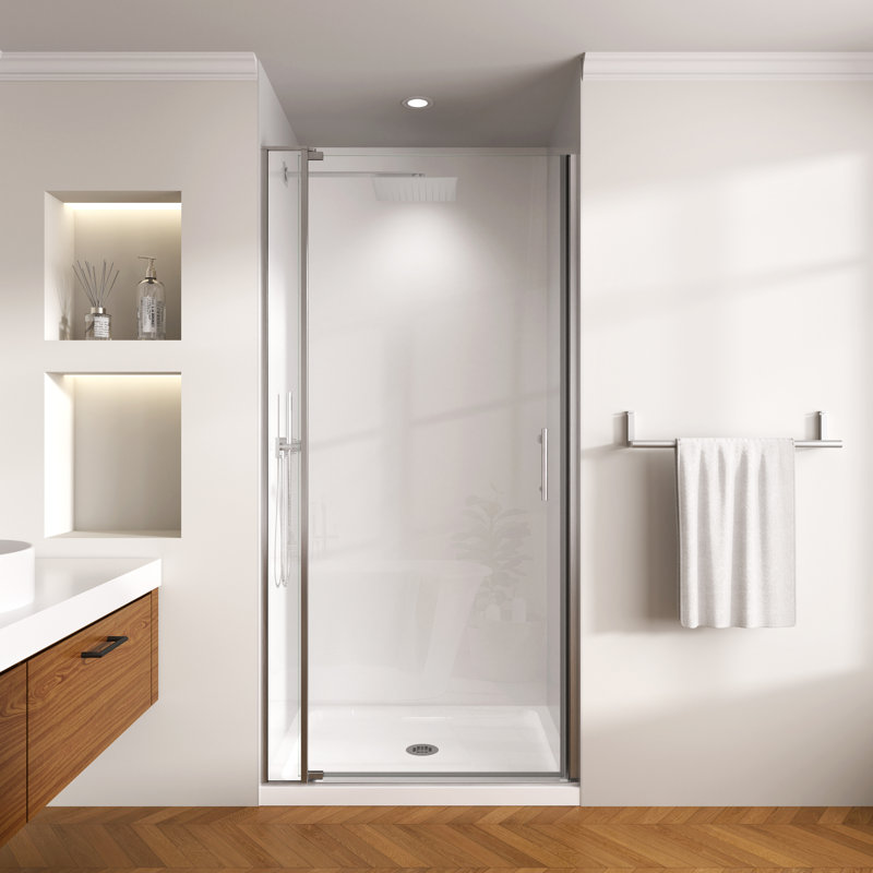 28 à 32 po X P 72 po H Porte de douche pivotante sans cadre en nickel brossé Verre trempé transparent épais certifié