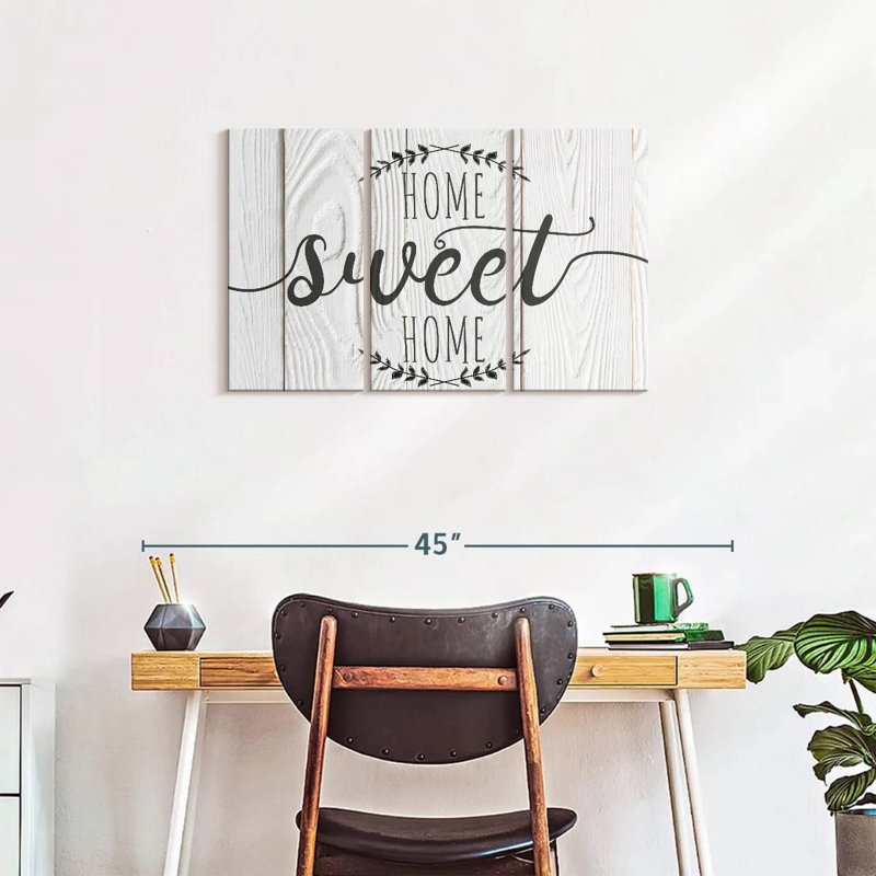 Home Sweet Home Typographie VI - Ensemble de 3 toiles tendues, H 33 po x l 20 po x P 1,25 po