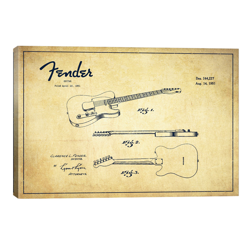 Fender Guitar - Print on Canvas, 66.04 cm H x 45.72 cm W x 1.91 cm D, No Frame