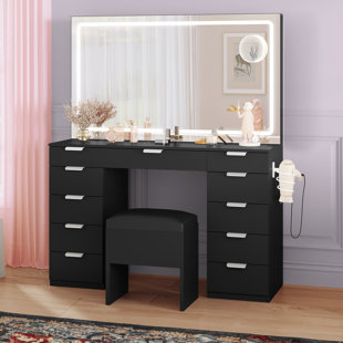 Clear Acrylic Make Up Vanity with Green X Stool - Transitional - Bedroom