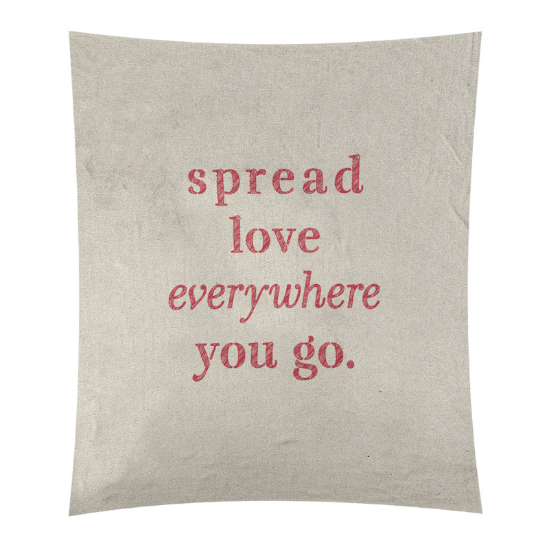 Tapisserie de polyester à l’quoted love quot, H 27,5 po x l 37,5 po, Ivoire / Rouge