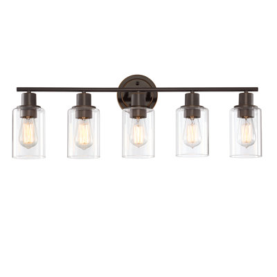 5-Light Oil Rubbed Bronze Vanity Light Fixture with Clear Glass Shade