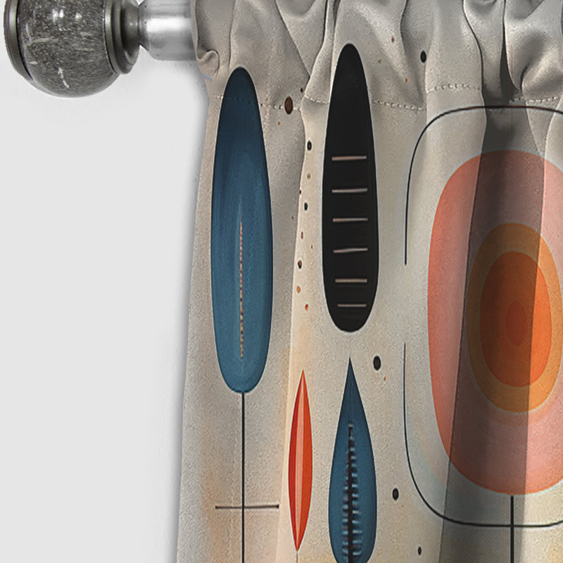 Dykstra - Rideau occultant abstrait Mid-Century - 1 panneau, L 52 po x L 84 po