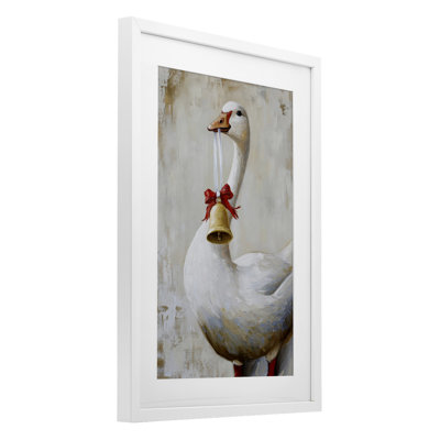«Festive Jingle Goose», impression sous verre encadrée, design par Petal Prints Design