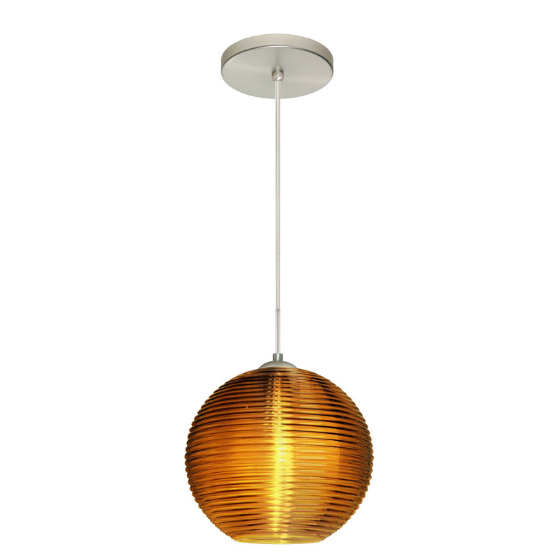 Luminaire sphère suspendu 1 lumières simple Kristall, Bronze brossé, Ambre, Oui