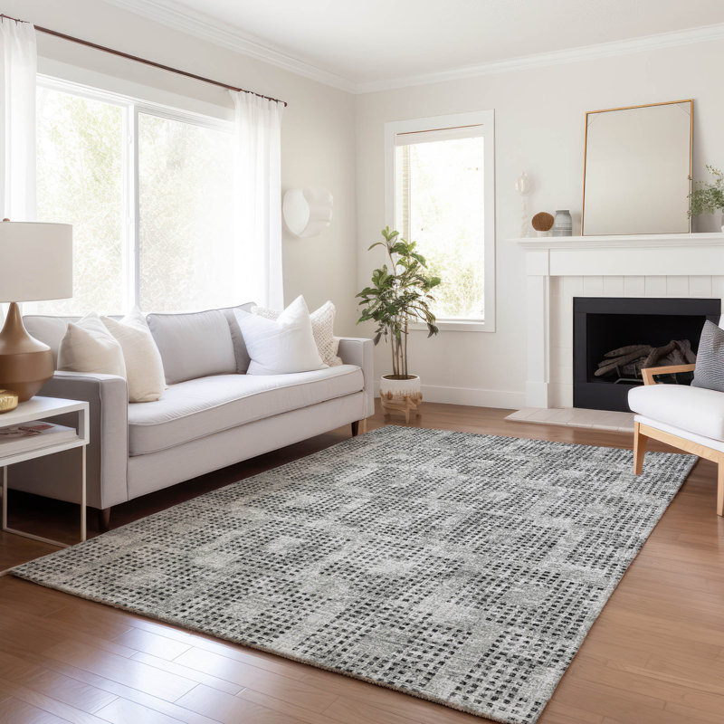 Premium Machine Washable Mayfield AMF33 Geometric Rug, Blue, 5' x 7'6"
