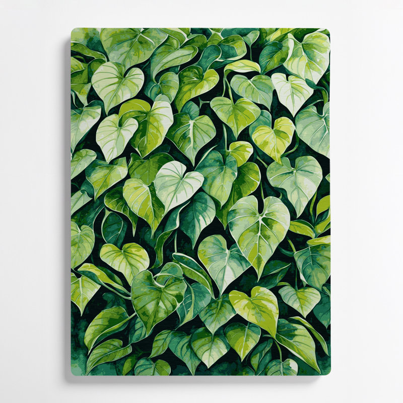 Aquarelle botanique 47, art mural vert en métal, H 10 po x l 8 po