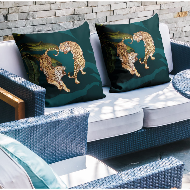 Housse et insert de coussin carré intérieur / extérieur , L 17 po x H 17 po, Émeraude