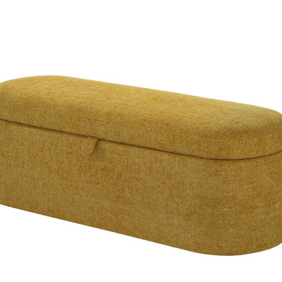 1pièce Banc de rangement fonctionnel et spacieux Compartiment caché Siège rembourré Structure en bois robuste Revêtement de chambre à coucher Entrées de vie Tweed doré