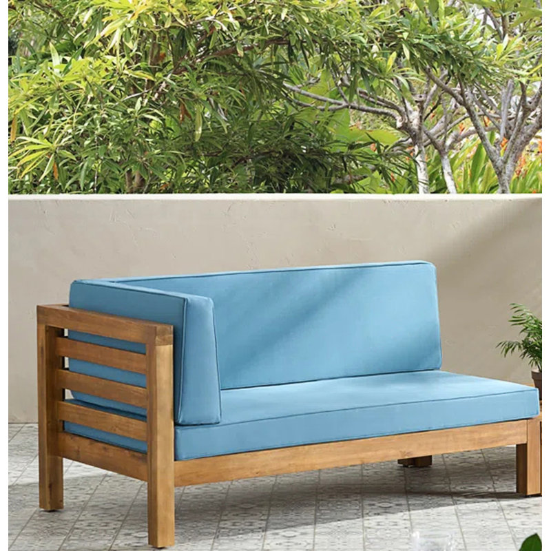 Banc de coin gauche avec coussin, Bleu